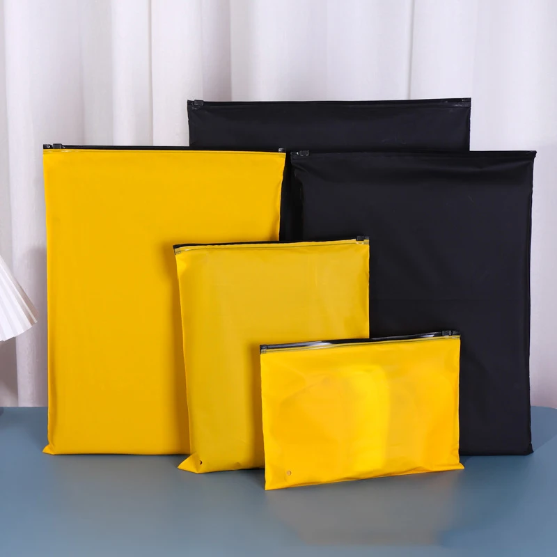 Custom Logo Black Zip Lock Plastic Underwear Zipper Bikini Swimming Clothes Yellow Packaging Bag