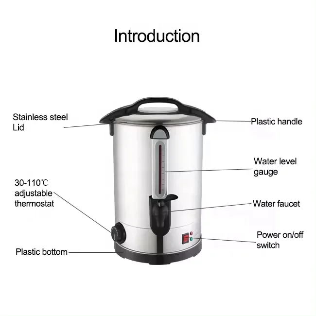 35L Single Wall Electrical Appliance Stainless Steel Tea Coffee Boiler Hot Water Urn Commercial Water Boiler