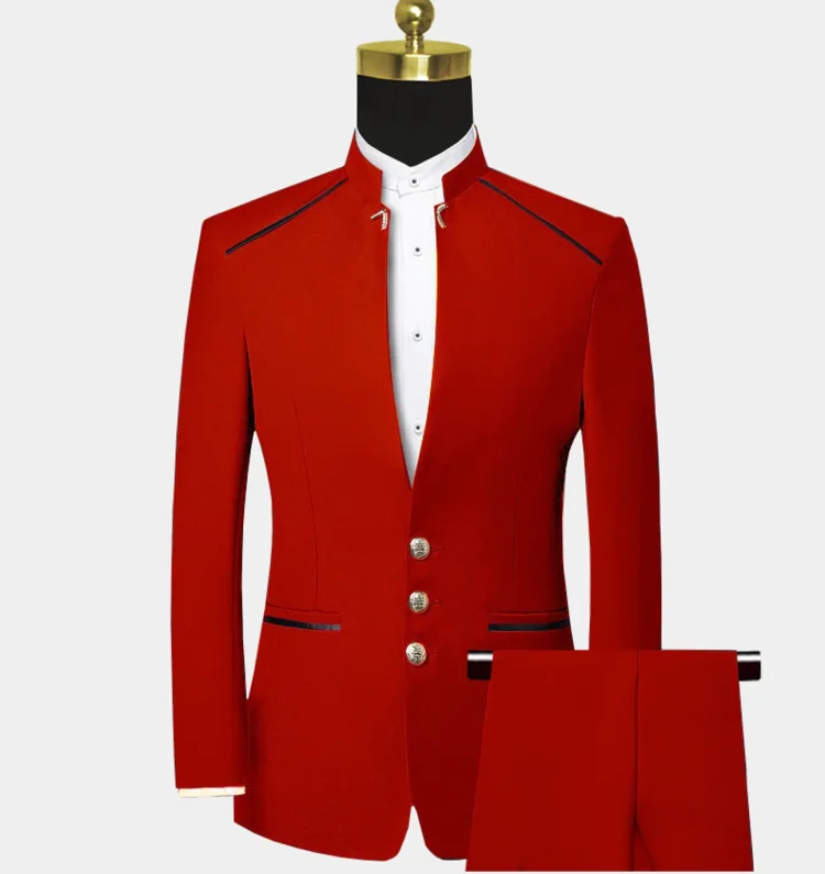 MTM Tailor ручной работы на заказ китайский воротник мундир стоячий воротник в стиле эпохи Тан костюм Блейзер нарядное платье для свадьбы, приталенные костюмы для мужчин