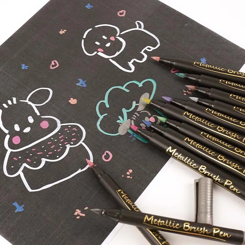 36 Colors Set Pack Metallic Marker Pen Promotional Multi-color Dual Tips Permanent Fabric Marker