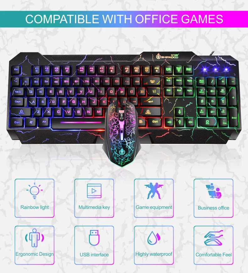 amazon top seller 2023 keyboard gaming mechanical custom usb ABS gaming illuminated keyboard and mouse set pc for games