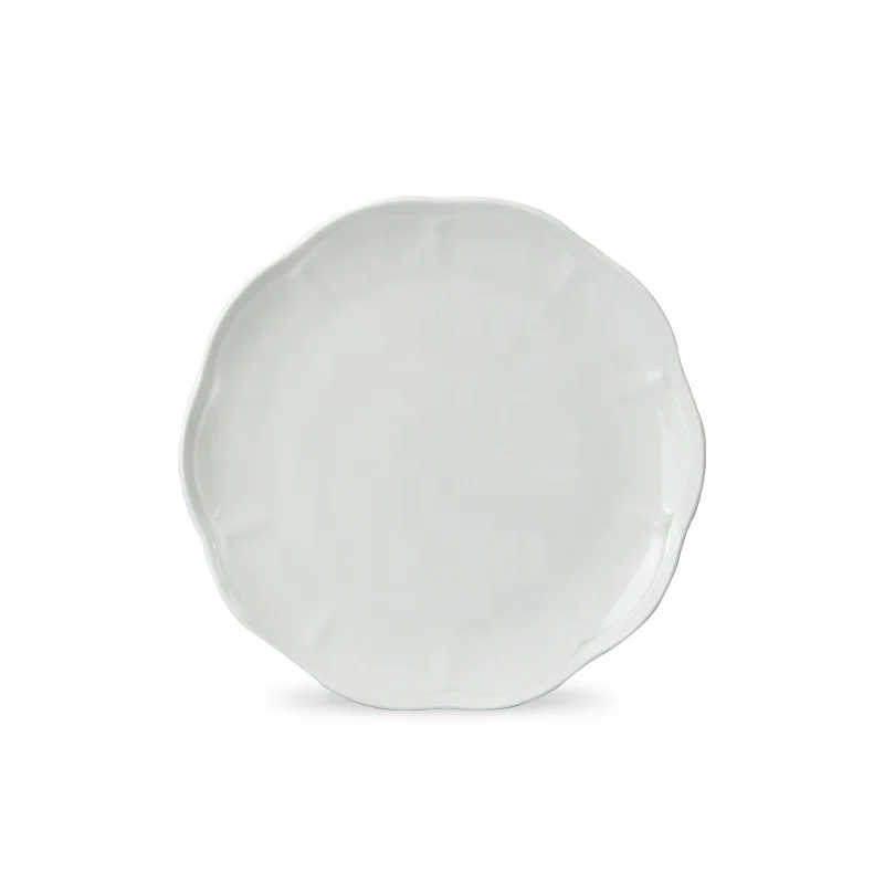 new design hot sale white ceramic porcelain plates & dishes round on-glazed bone china plate