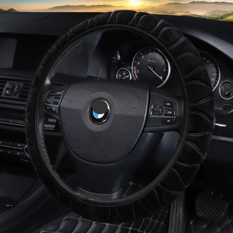 Super Soft Three-dimensional Plush Car Steering Wheel Cover Winter Warm Without Inner Ring Elastic Handle Cover For Promotion