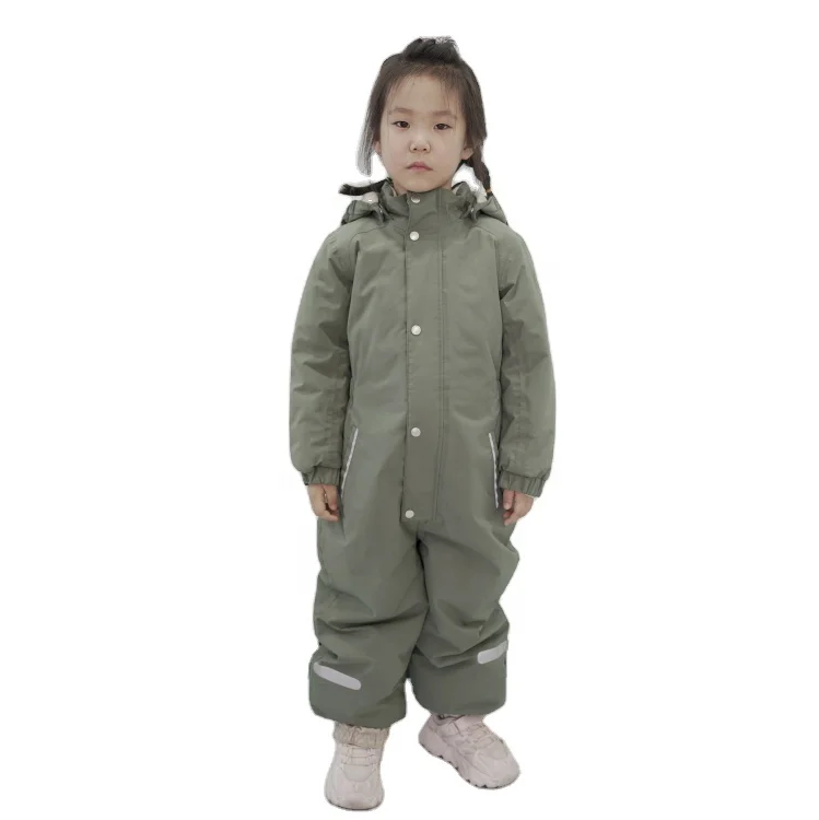 custom LOGO outdoor snow wear kids waterproof snow overall jumpsuit romper suit set for winter snowsuit kids ski suit