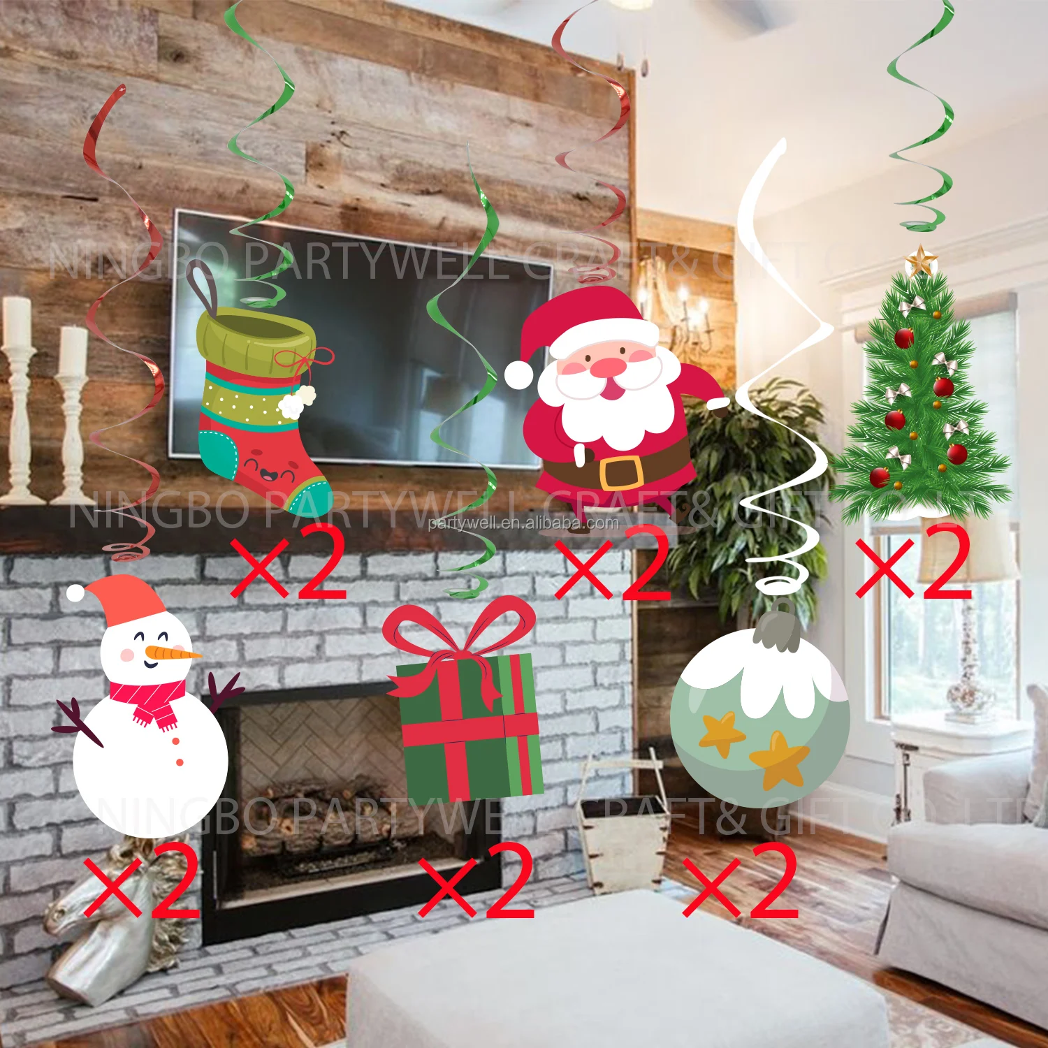 Christmas Decorations, Xmas Holiday Hanging Swirls, Snowman Snowflake Ceiling Hanging Decor for Christmas Party