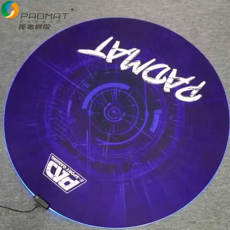 Custom Printed High Quality Rubber  Anti-Slip Round  RGB LED Gaming Chair Mat Office  Chair Mat