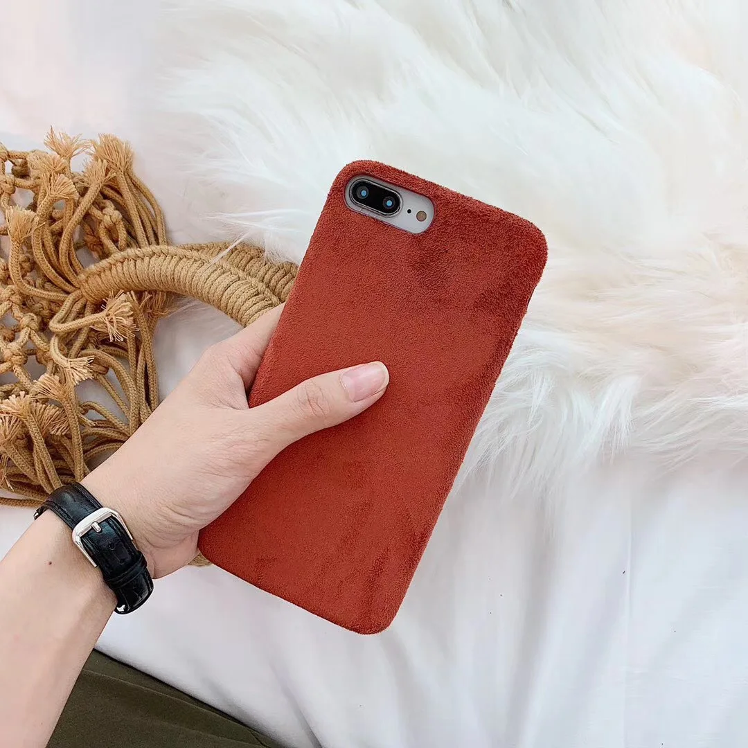 Hot Fashion Solid Color Plush Cover Coque for iPhone 11 Pro Max XS Max Xs 7 8 6 6S Plus Simple Suede Soft Phone Back Shell Case