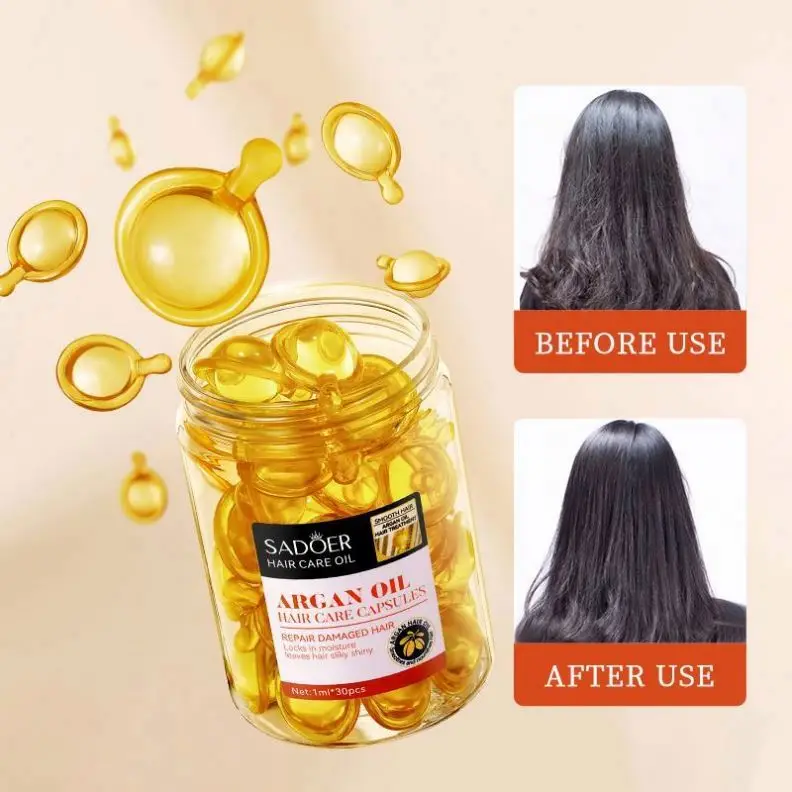 Hair Argan Vitamins Oil Capsules Sadoer Smoothing Private Label Repair Nourishing Moisturizing