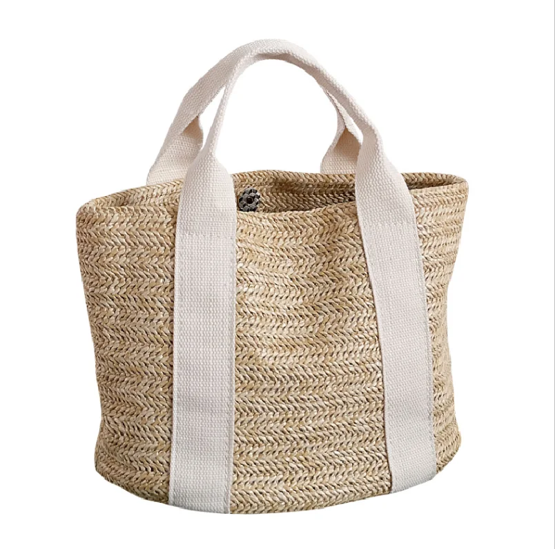 Eco Friendly Custom Logo Biodegradable Natural Jute Burlap Hemp Tote Handbag with Cotton Handle