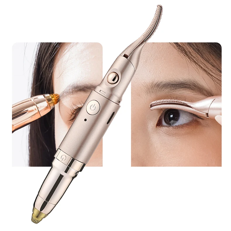 2-in-1 eyelash curler and eyebrow ear and nose hair trimmer electric heated eyelash curler