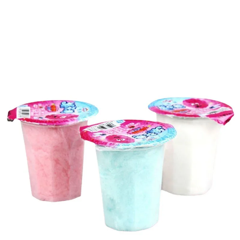2024 Wholesale Factory Brushed Cup Cotton Candy Handmade Kids Nostalgic Childhood Snack Food Halal Sweets Marshmallow Candy