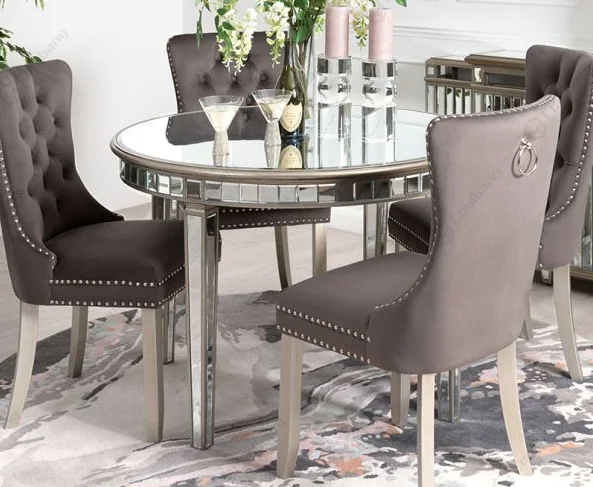 Contemporary Hot Round Modern Glass Mirrored Furniture Dining Table For Living Room