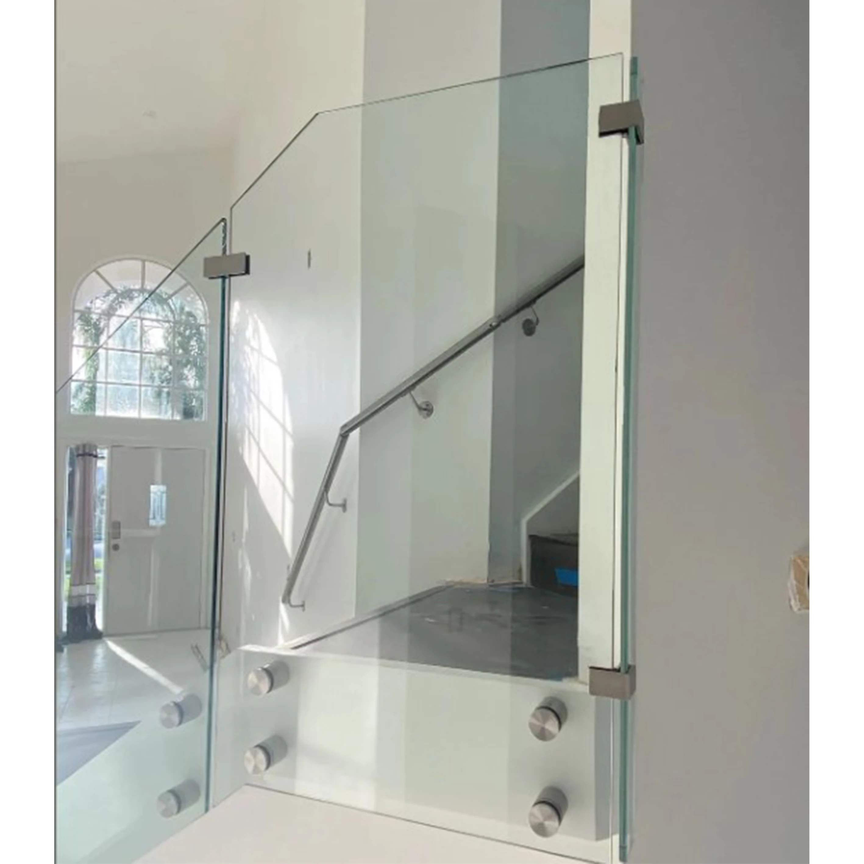 Good price Frameless tempered glass railing Super Clear laminated glass fence  stair balcony standoff glass balustrade
