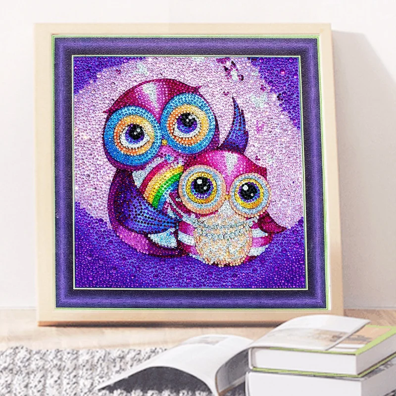 2022 new design big and small drills cartoon owl picture cute animals for canvas art diamond painting
