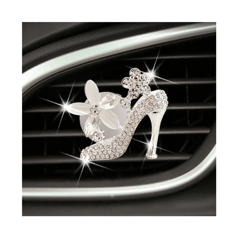 Crystal Bling Rhinestone Girls Purse High Heels Shoe Car Vent Clip Perfume Diffuser Car Air Freshener