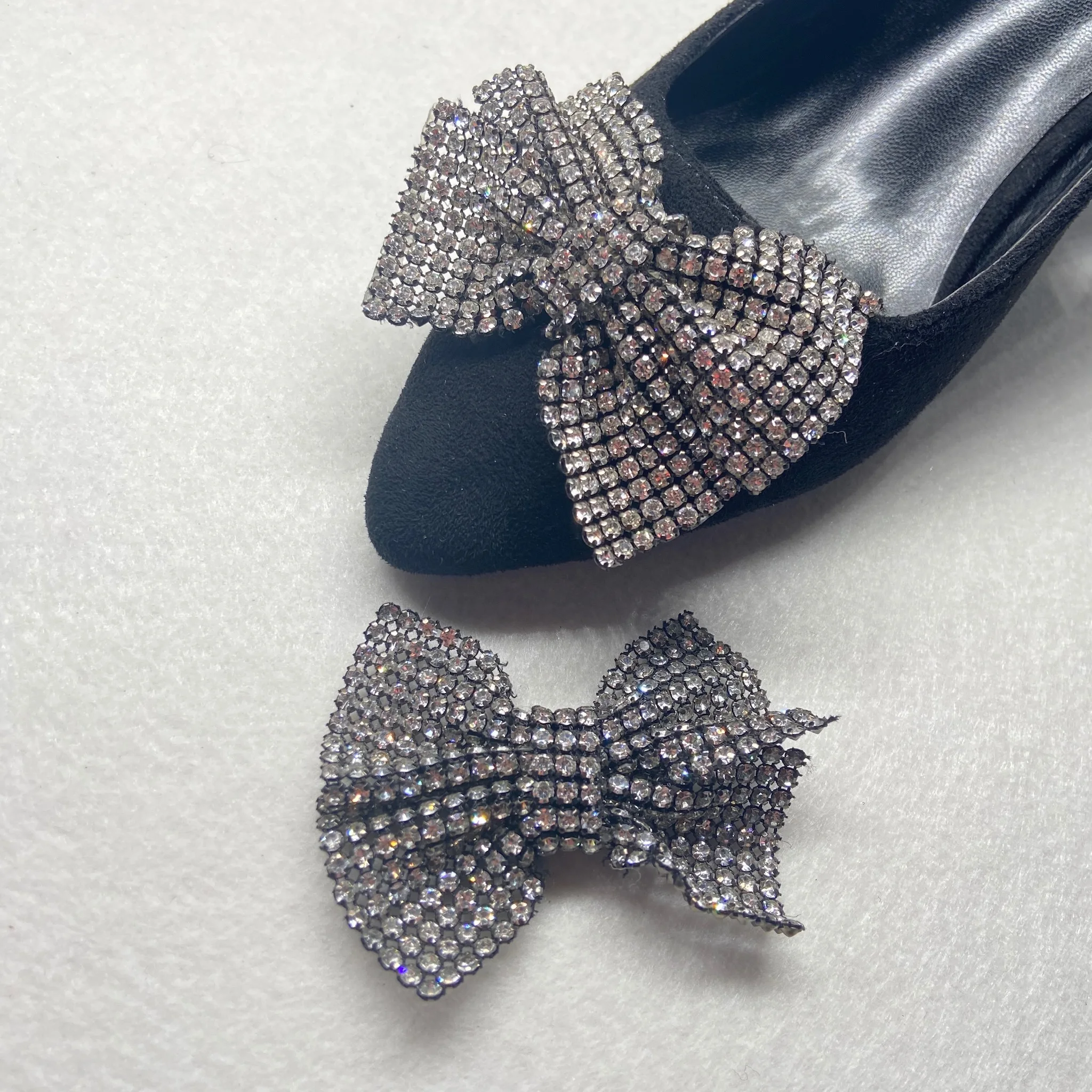 Handmade  Silver Rhinestone Bow Shoe Buckles Ladies heels shoes Ornaments Decorations