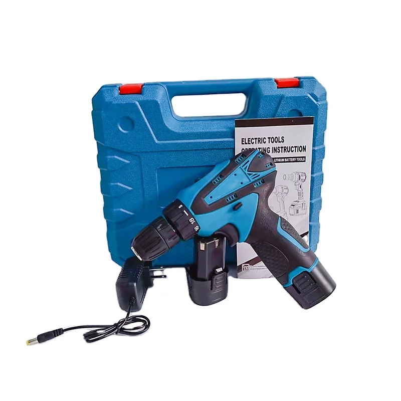 Blue 12V rechargeable drill multi-function electric drill set accessories household multi-function screwdriver