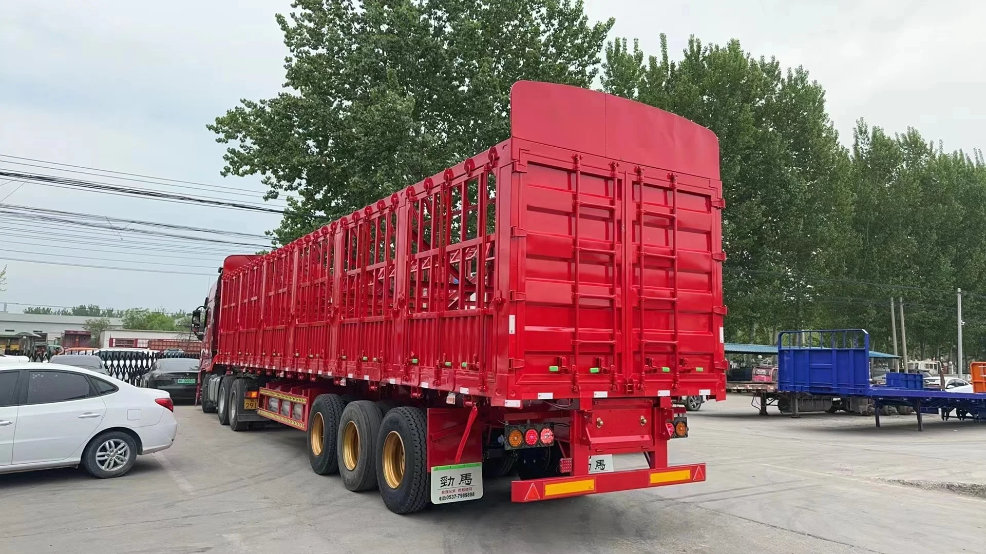 JINMA 3 Axles Heavy Cargo Transport Side Fence Semi Trailer Fence Truck Trailer For Guyana