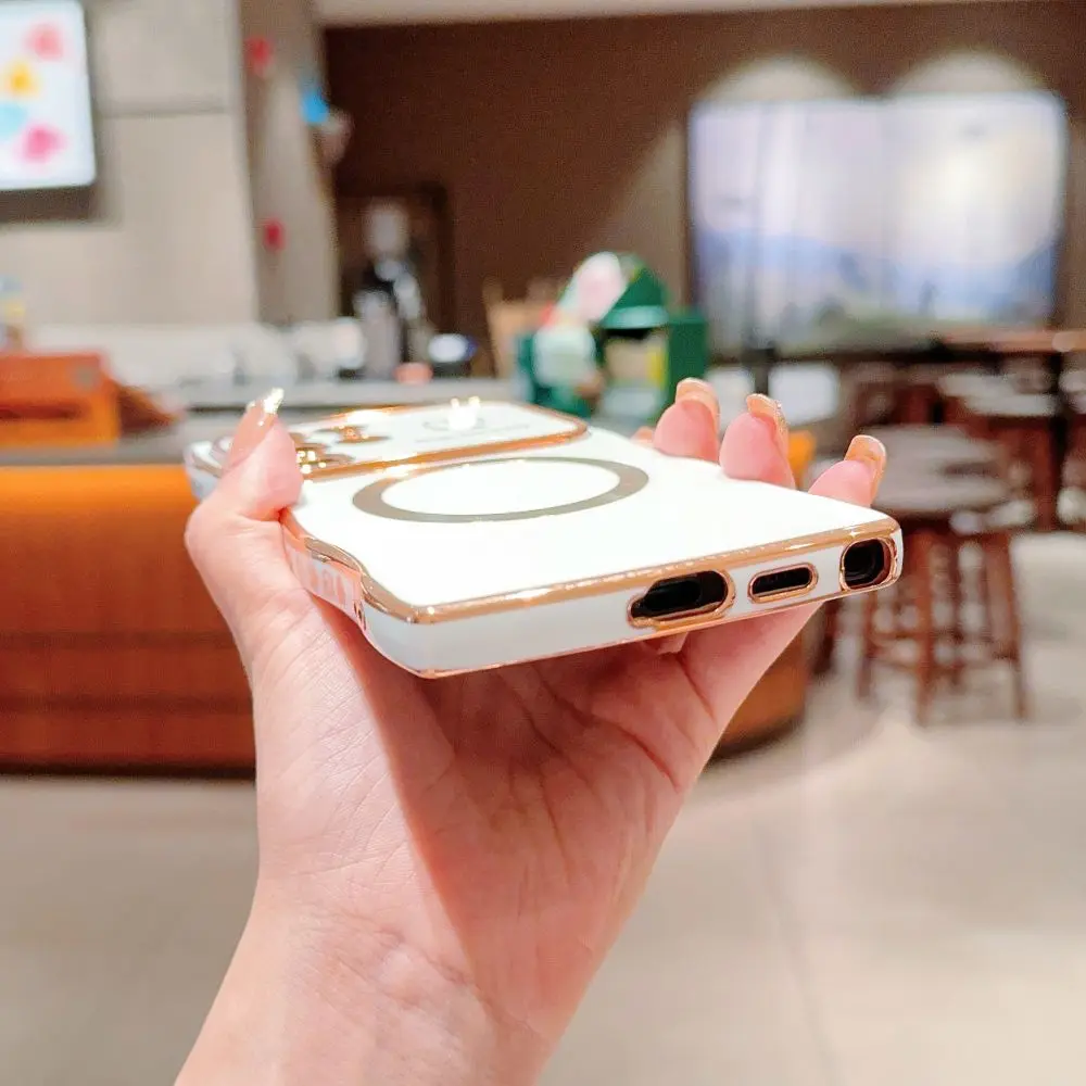 Korea Cute Fashion Phone Case Wave Design for Samsung S24Ultra S24Plus S22 S23U Soft Plated Magneic Mobile Phone Cover