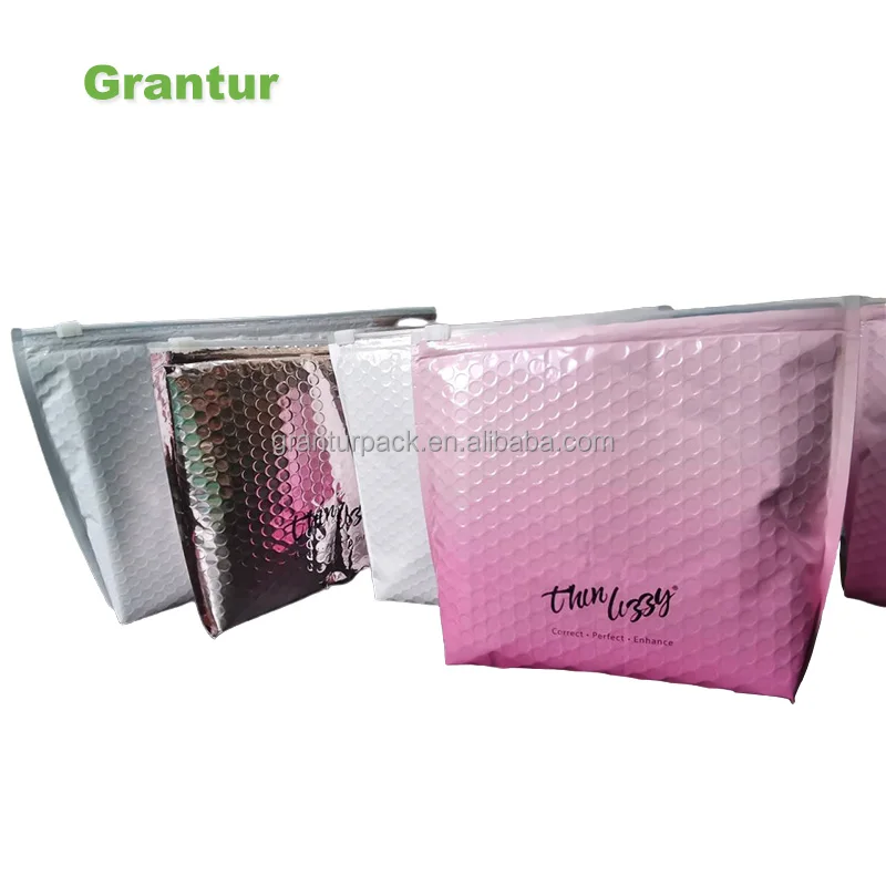 aluminum foil thermal insulated stand up zipper bubble envelope for storage Cool Food Take Out Courier Bags