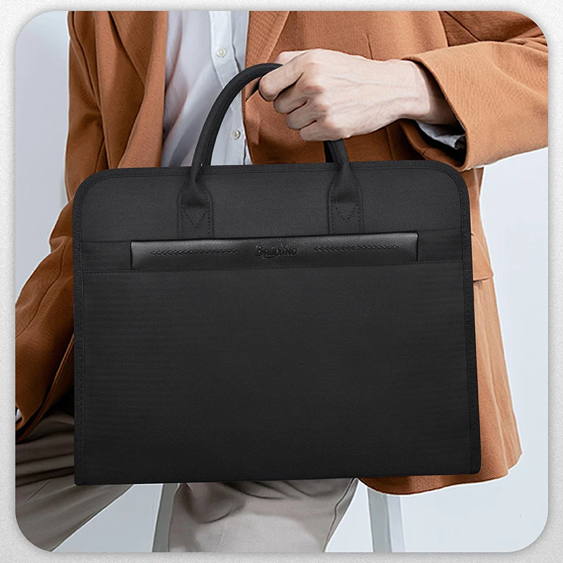 New Design B-2501 Large-Capacity Expending Black Business Briefcase PU Leather Office 15 Inches Laptop Bag For Men