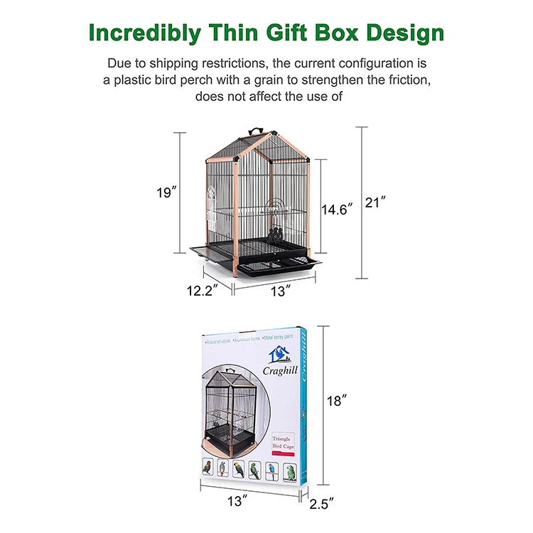 Aluminum Alloy Frame Portable Bird Cage Travel Carrier for Small Birds