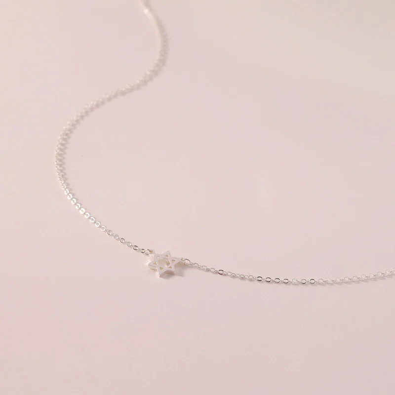 Waterproof gold plated stainless seel star of david pendant dainty necklace chain jewelry accessories for women