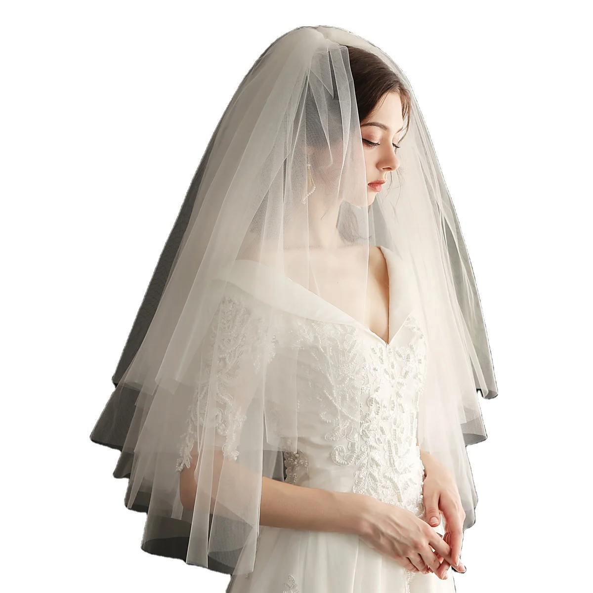 Hair Veil With Comb Wedding Accessories for Women Bridal Multi-layer Design Luxury Voile Marriage White Party Gift