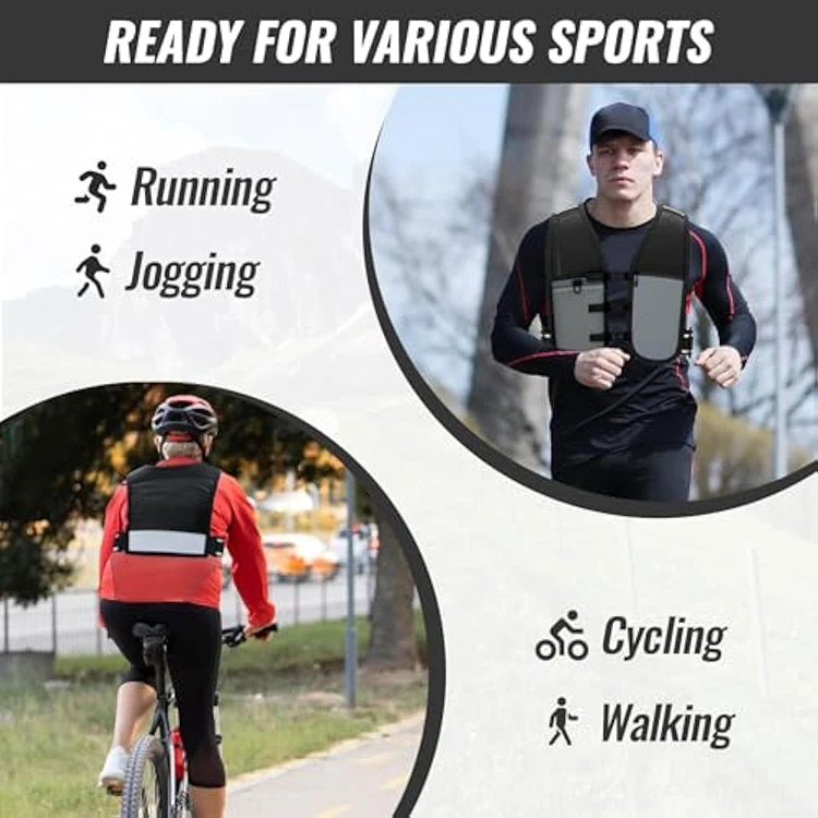 BSCI ISO Running Vest with Water Bottle, Lightweight and Reflective Phone Holder , Breathable Hydration