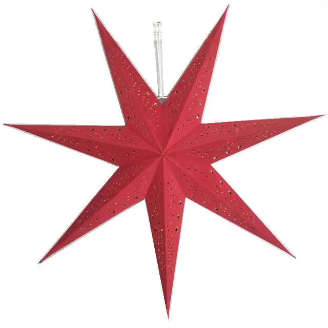 Best-selling Handmade Dark Red Velvet 7 Pointed Hanging  Christmas Decoration Paper Star Lantern