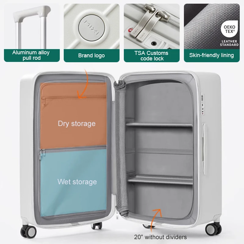 3:7 ratio partition easier to unpack less effort trolley luggages hard shell travel suitcases long distance luggage travel bags