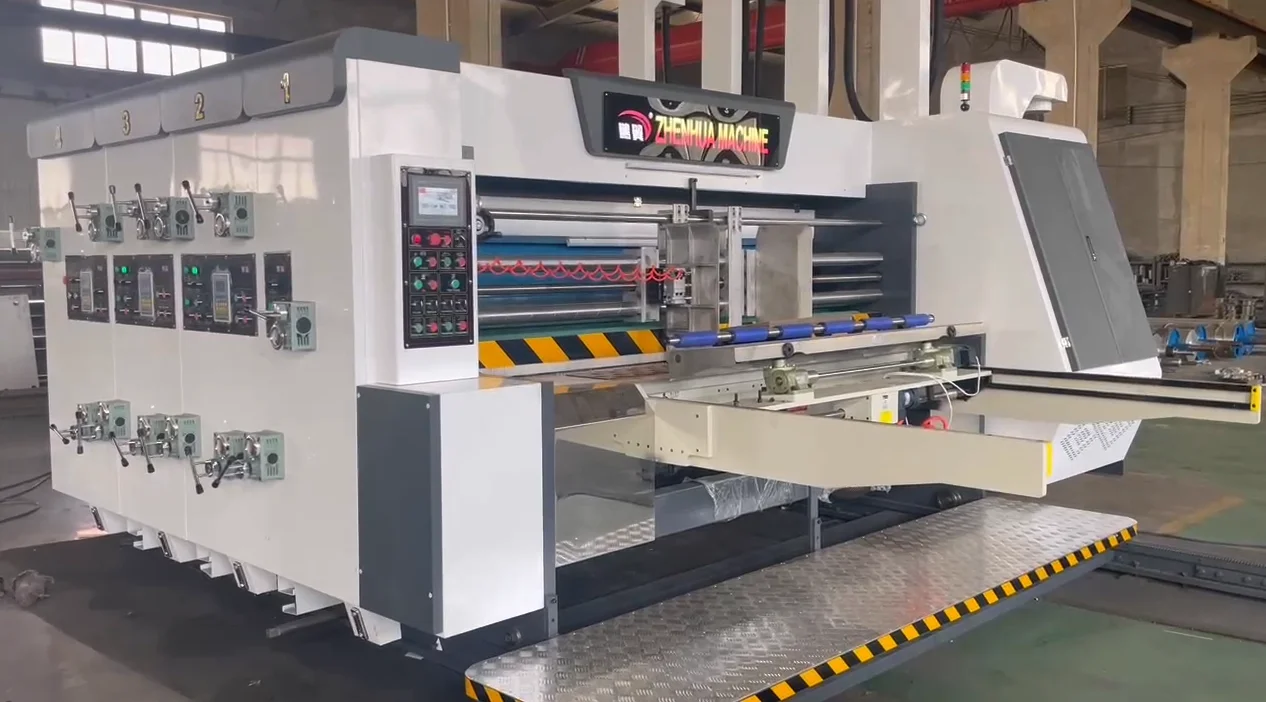 Box Printing, Slotting and Die Cutting Machine High Speed Corrugated Cardboard Fully Automatic Flexo Rotary Die Slotter 2 Colors