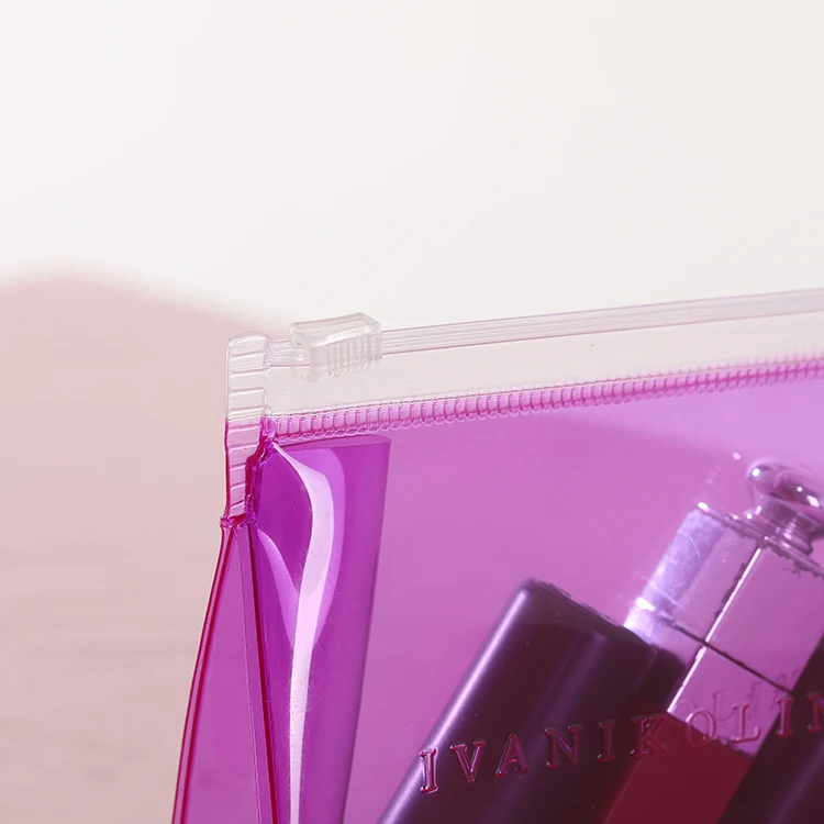 
Colorful Standup Embossed printing PVC bag with Zipper and slider for Cosmetics 