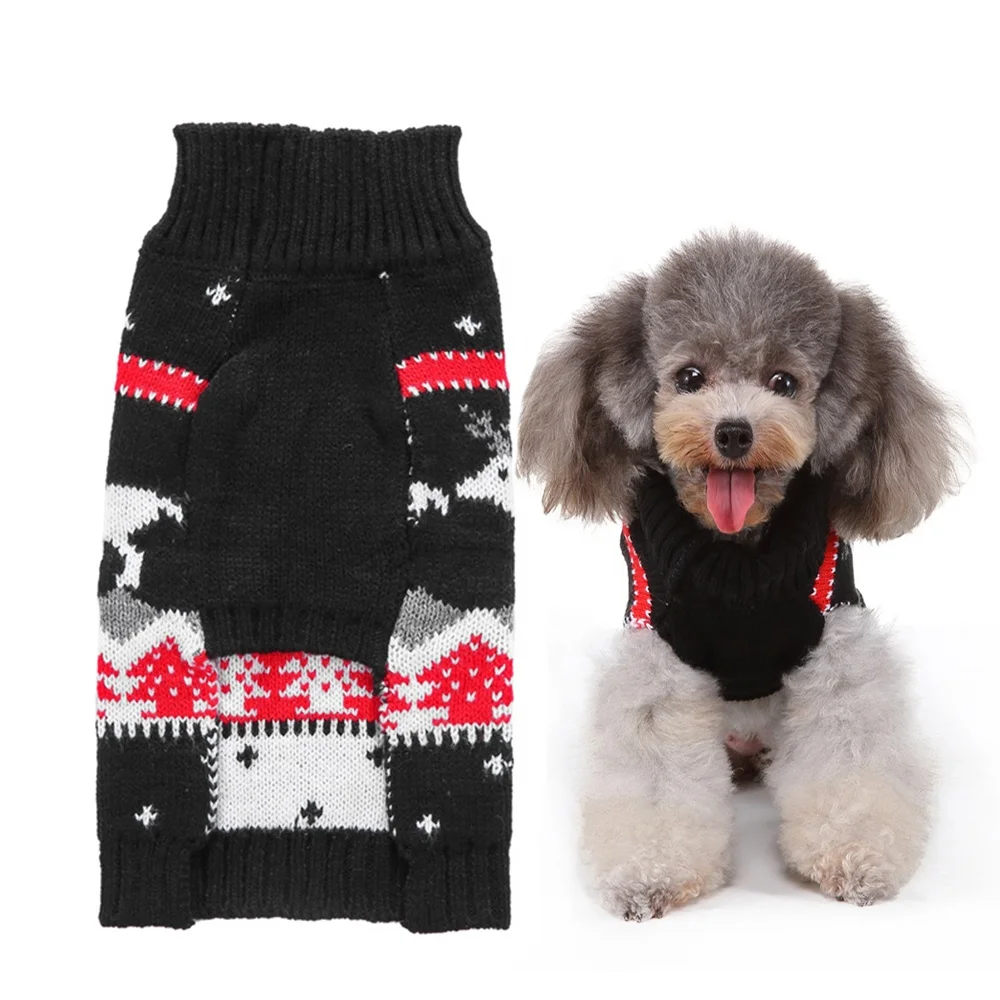 Classic Reindeer Print Cotton Dog Christmas Sweater Small to XXL Pet Clothes in Shirt Style for Winter & Summer Use