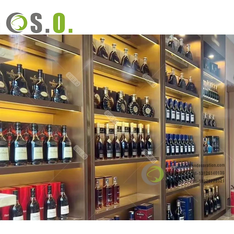 New Design Metal Stainless Steel Wine Display Cabinet Design Customized Luxury Wine Cabinet Display Rack