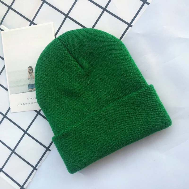 In stock wholesale low MOQ popular high quality acrylic blank colorful children warm winter hat custom label kids knit beanie