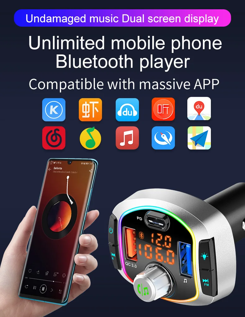 BC63 автомобильный mp3-плеер Fm-передатчик вспомогательный Bluetooth-Адаптер зарядного