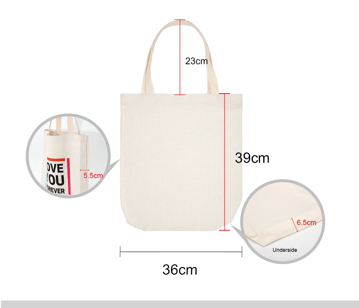 High quality sublimation textile linen tote bag blanks for wholesale