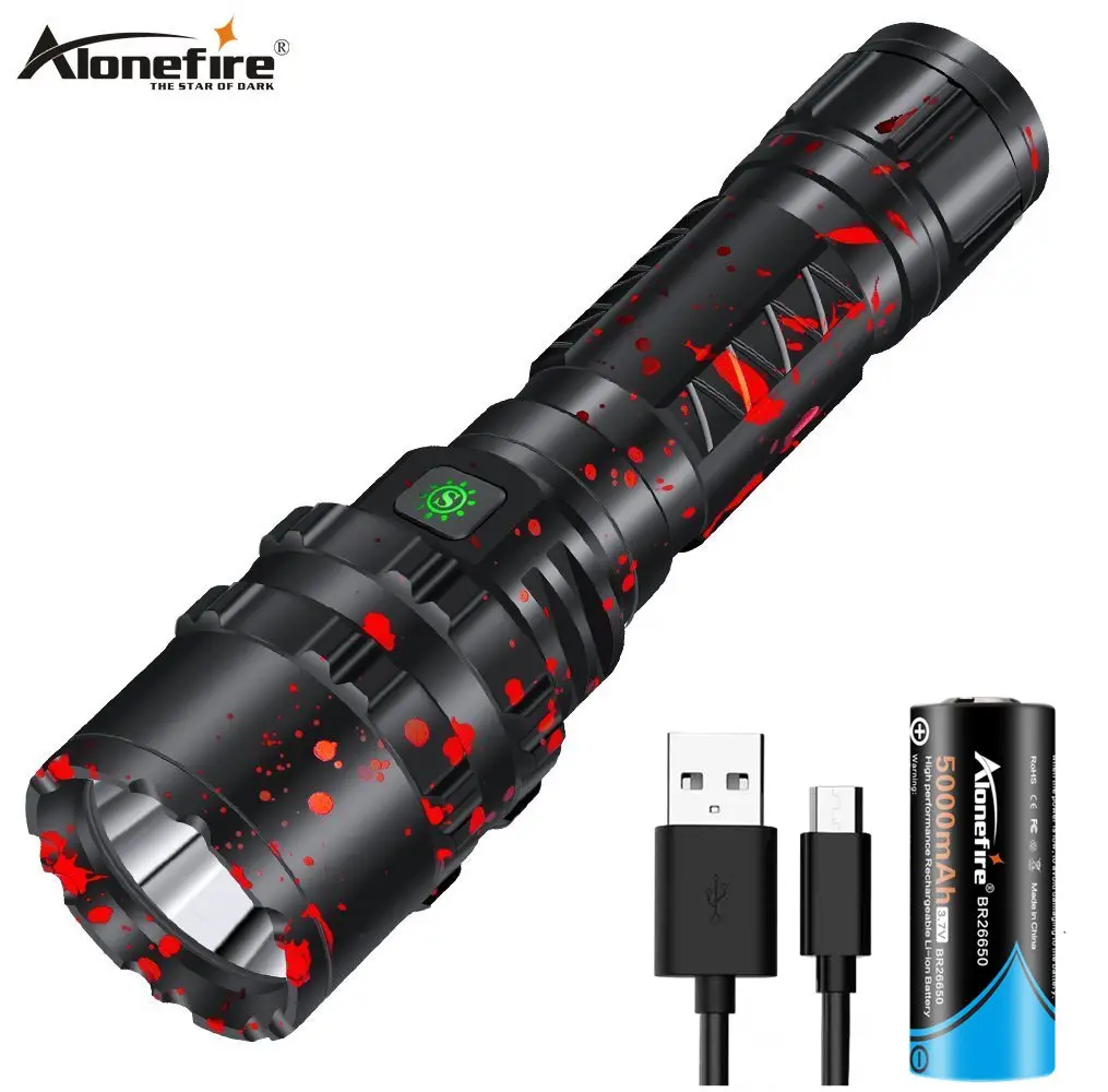 Светодиодный тактический фонарик Alonefire G200 XHP50, мощный Камуфляжный яркий уличный фонарь с зарядкой от USB для походов, полиции, охоты