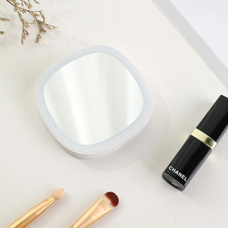 Personalised Sublimation Mini Plastic Compact Portable Led Small Makeup square pocket mirror