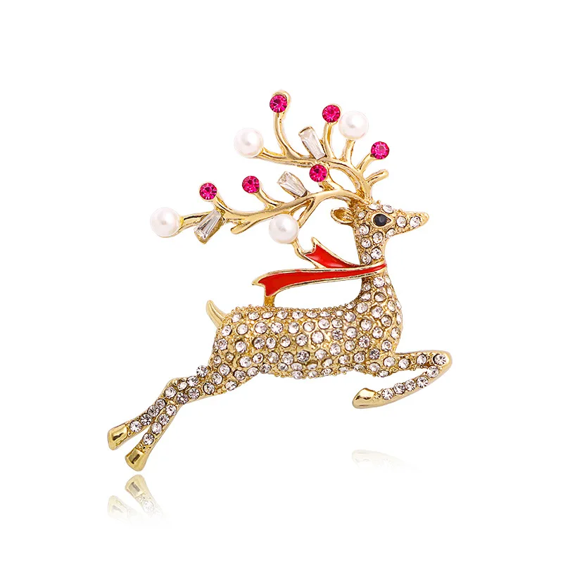 Wholesale Crystal Christmas Brooch Pin Gold Snowflake Women Jewelry Men Gift Brooches