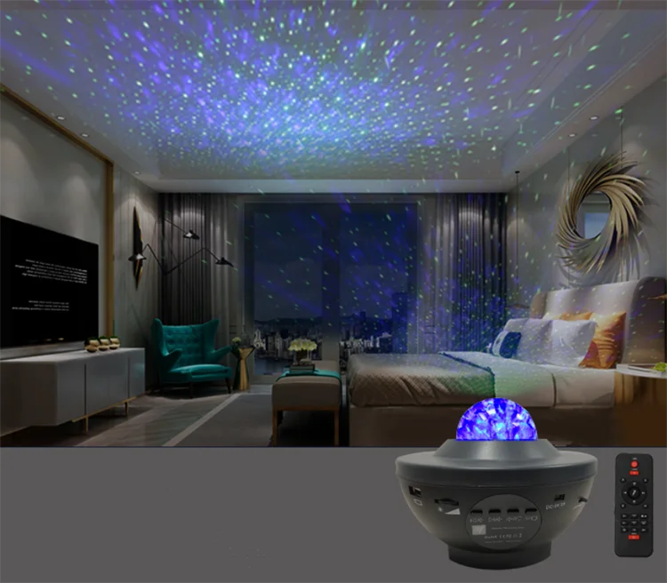 
Buy remote control starry nebula sky projector night light led mood projection lamp with speaker 