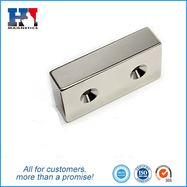 N52 super permanent strong magnet ndfeb sheet magnet rare earth rectangular countersunk hole neodymium magnet block