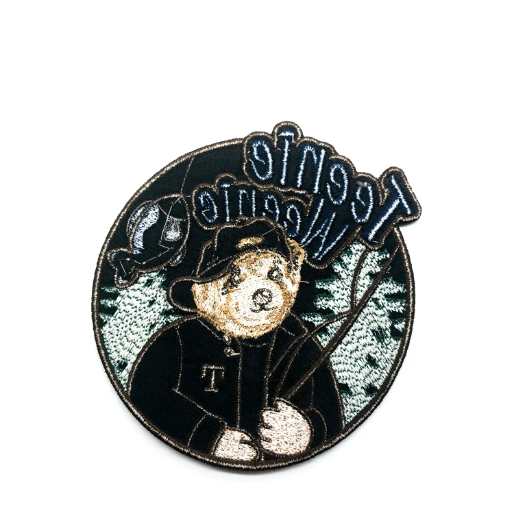 Embroidered Service Custom Cute Bear Animal Logo 100% Machine Embroidery Patches and Badges with Sew on