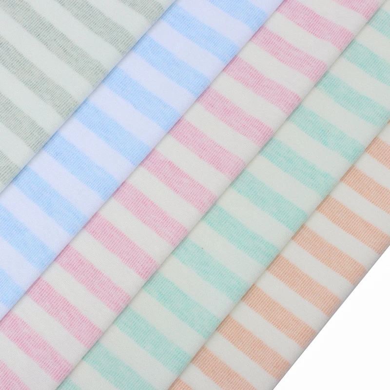Customized 40s color stripes warm 40% cotton 5% spandex 55% viscose fiber (bamboo fiber) baby clothing fabric