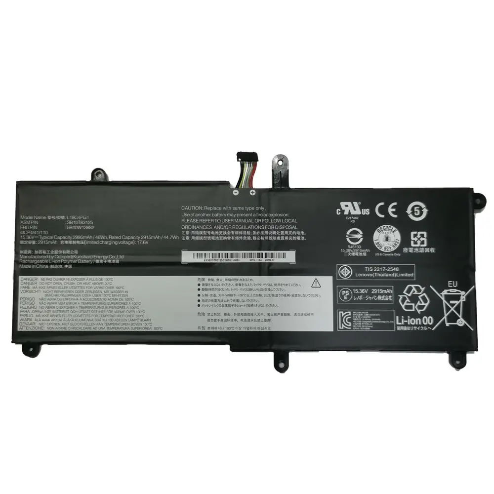 High quality L19C4PG1 laptop battery for lenovo 5B10W13881 L19M4PG1 L19C4PG1 SB10T83124 15.36V 48wh