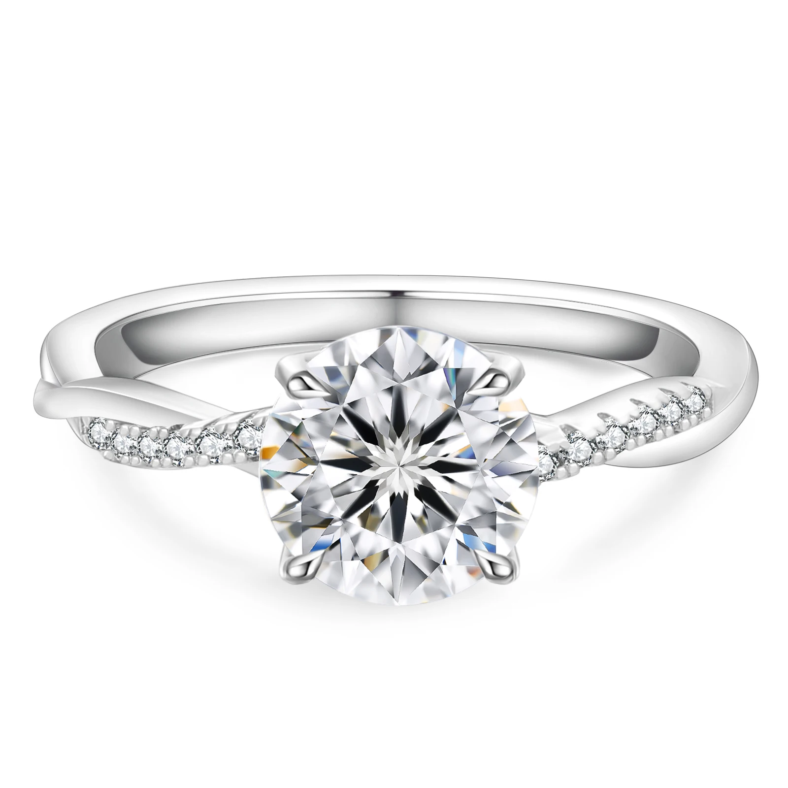 18K Solid White Gold 4-Prong Petite Twisted 1.0 CT IGI Certified Lab-Grown Diamond Women Wedding Engagement Promise Bridal Ring