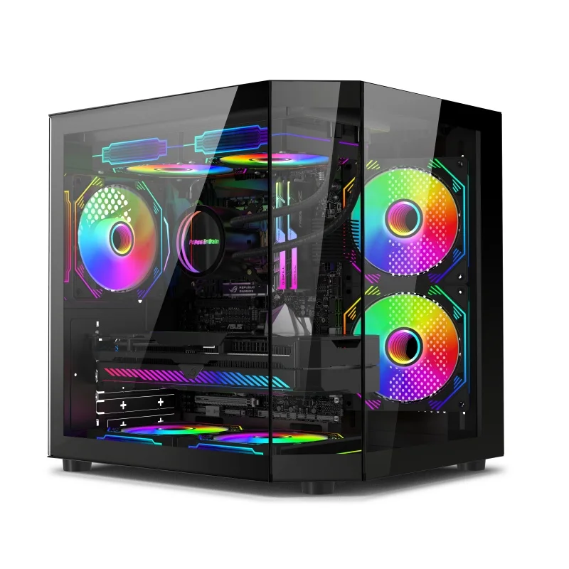 Factory Price New Trend Pc Case Glass Panel Gaming Computer Cases PC Micro ATX Tower Case Gaming Casing for PC