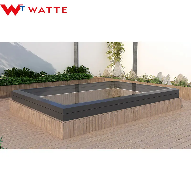 Customized Aluminum Double Insulated Glass Electric Motorized Vertical Rising Gauze Window Skylight For Basement Light Well