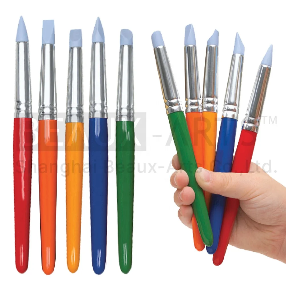 Silicone Artist Brush Color Shaper Colored Rubber Tipped Brushes